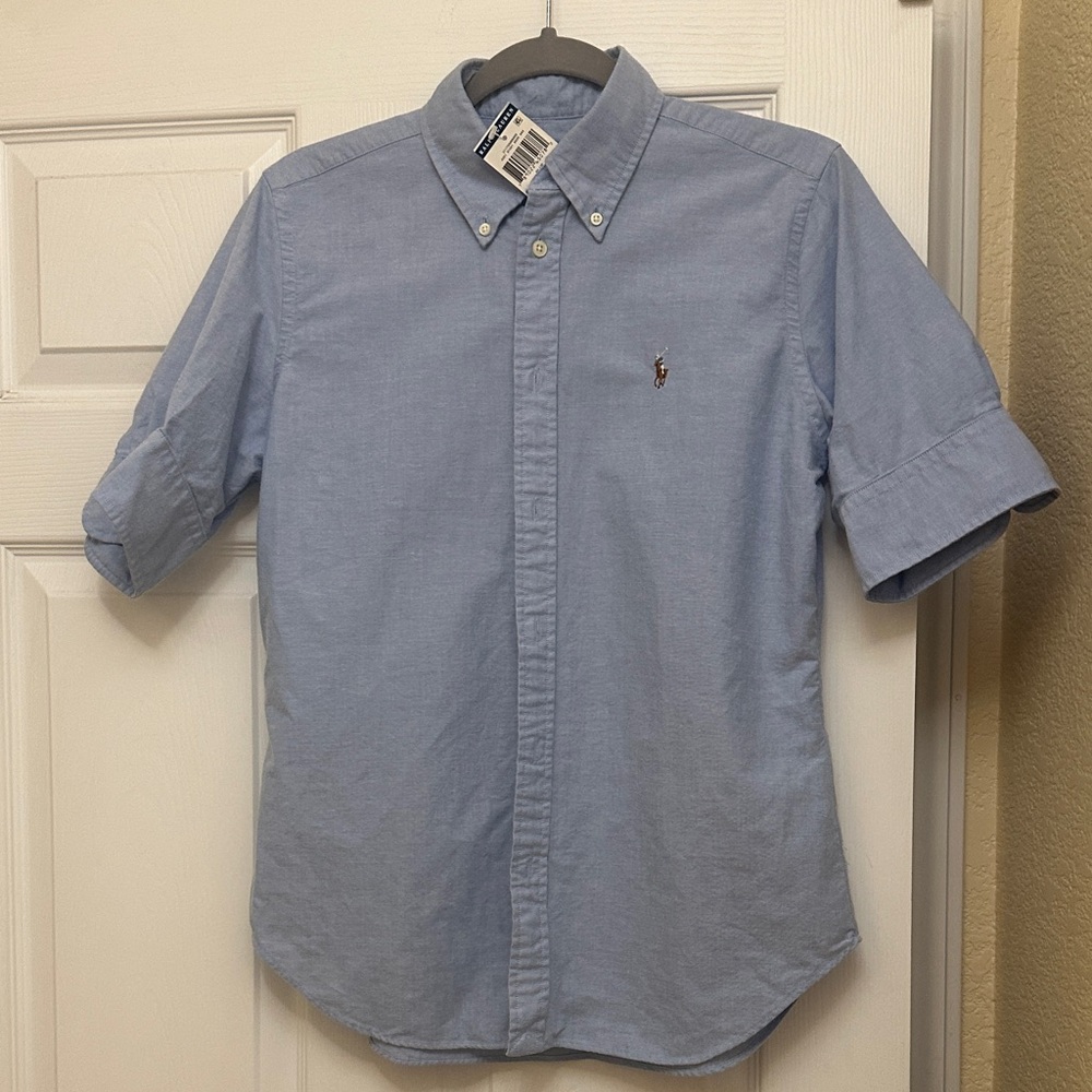 NWT - Women’s Polo by Ralph Lauren Blue Short-Sleeve Oxford Button-Down Shirt